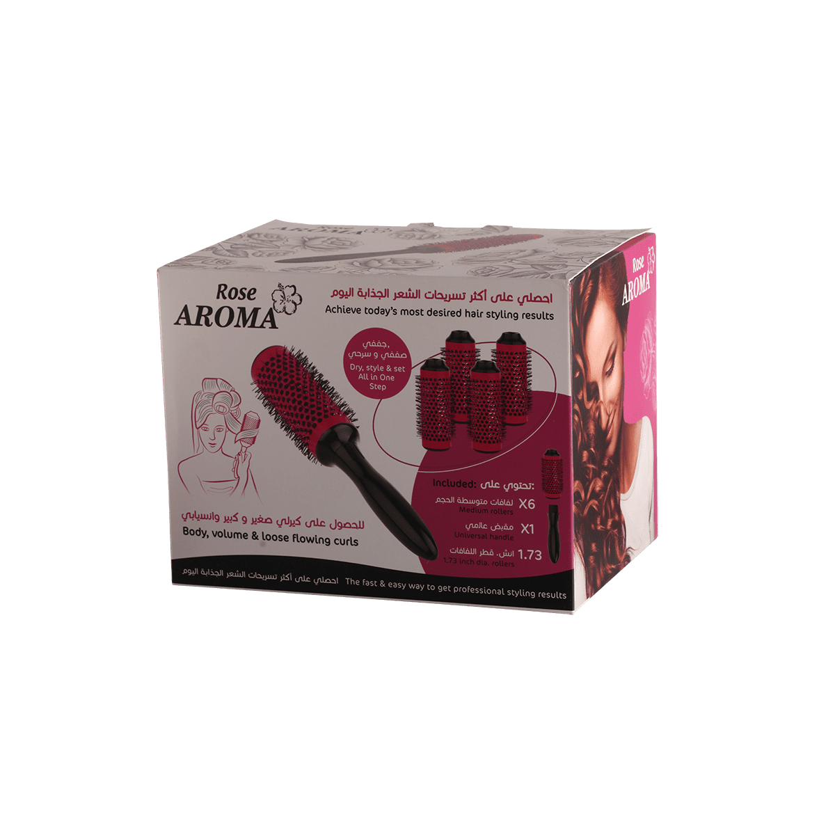 طقم 6 فرش شعر استشوار بمقبض واحد Rose Aroma - الصورة 2